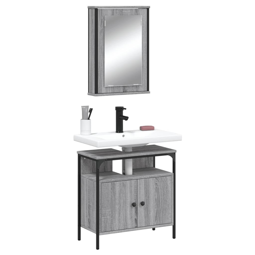2 Piece Bathroom Furniture Set Engineered Wood