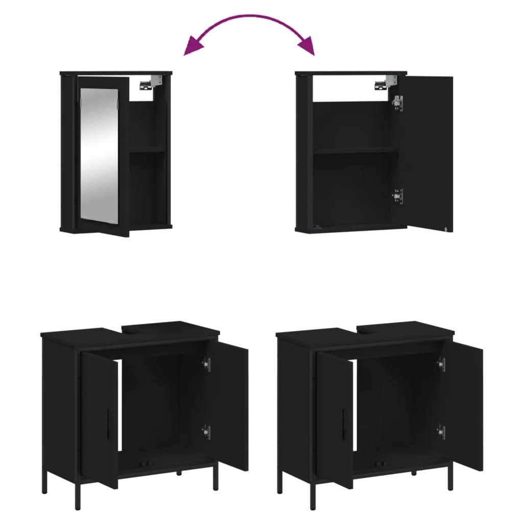 2 Piece Bathroom Furniture Set Engineered Wood