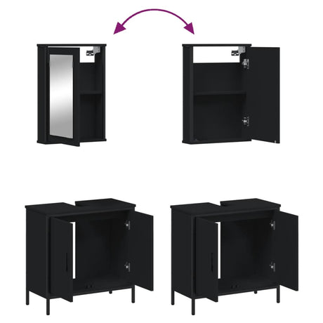 2 Piece Bathroom Furniture Set Engineered Wood