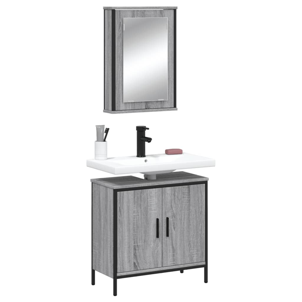 2 Piece Bathroom Furniture Set Engineered Wood
