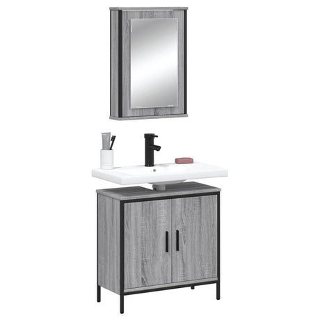2 Piece Bathroom Furniture Set Engineered Wood