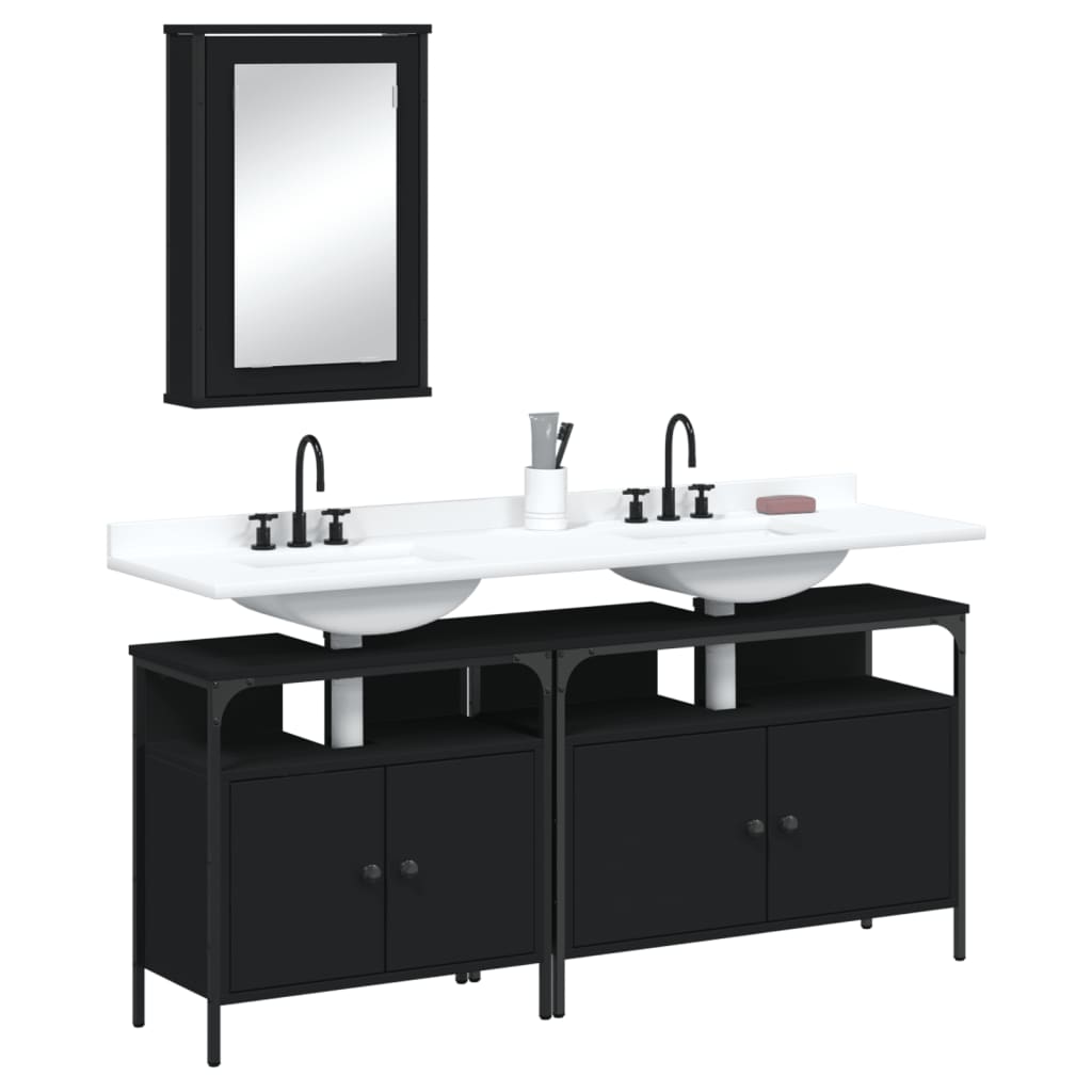 3 Piece Bathroom Furniture Set Engineered Wood