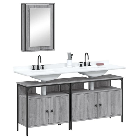 3 Piece Bathroom Furniture Set Engineered Wood