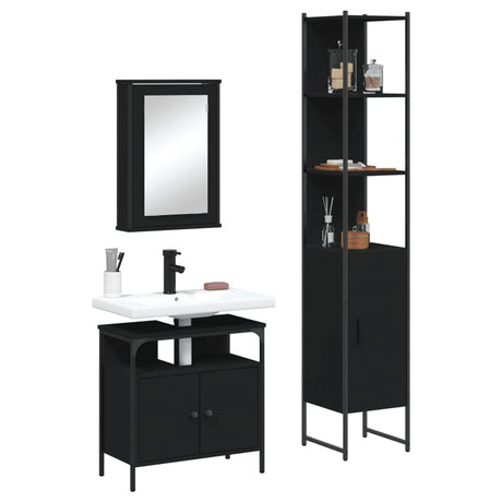 3 Piece Bathroom Furniture Set Engineered Wood