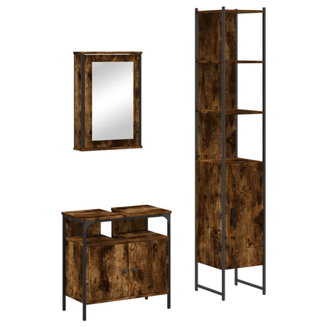 3 Piece Bathroom Furniture Set Engineered Wood