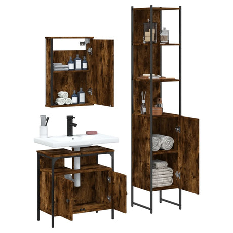 3 Piece Bathroom Furniture Set Engineered Wood