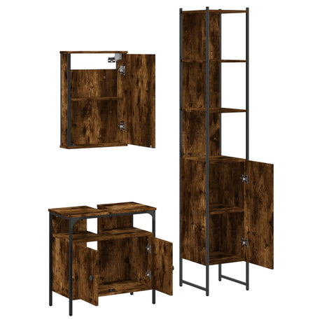 3 Piece Bathroom Furniture Set Engineered Wood