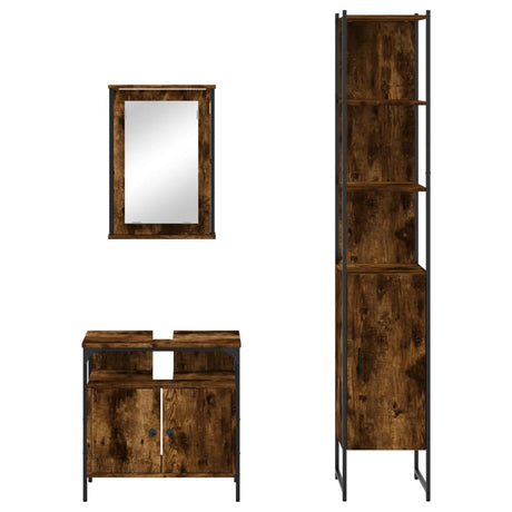 3 Piece Bathroom Furniture Set Engineered Wood