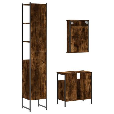 3 Piece Bathroom Furniture Set Engineered Wood