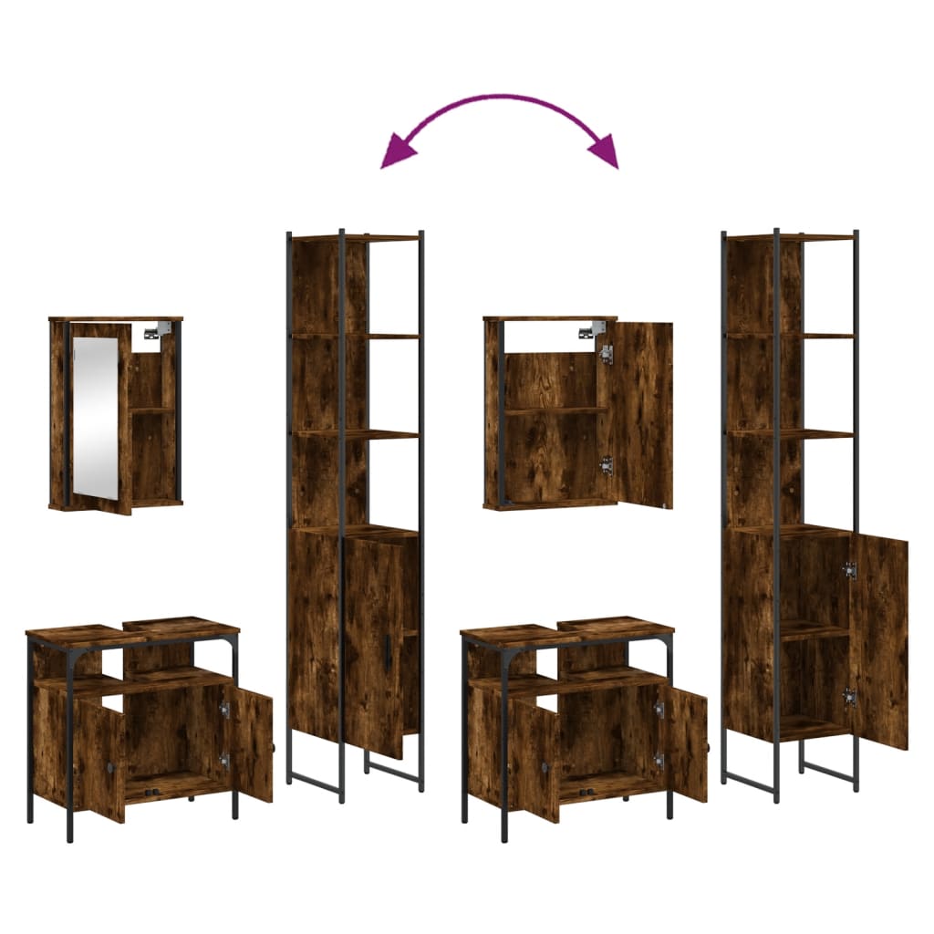 3 Piece Bathroom Furniture Set Engineered Wood
