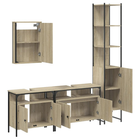 4 Piece Bathroom Furniture Set Engineered Wood