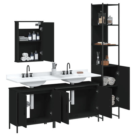 4 Piece Bathroom Furniture Set Engineered Wood