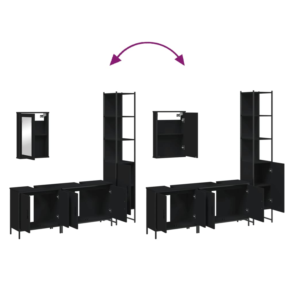 4 Piece Bathroom Furniture Set Engineered Wood