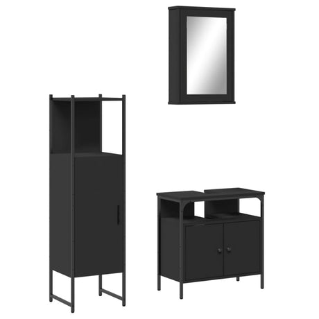 3 Piece Bathroom Furniture Set Engineered Wood