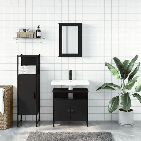 3 Piece Bathroom Furniture Set Engineered Wood