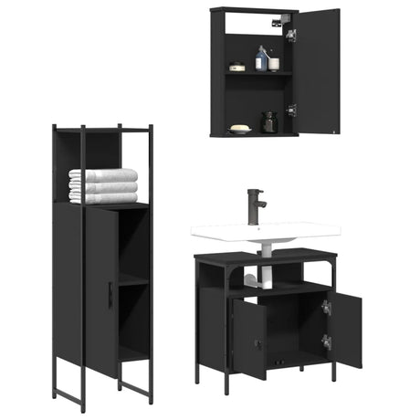 3 Piece Bathroom Furniture Set Engineered Wood
