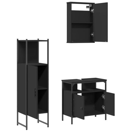 3 Piece Bathroom Furniture Set Engineered Wood