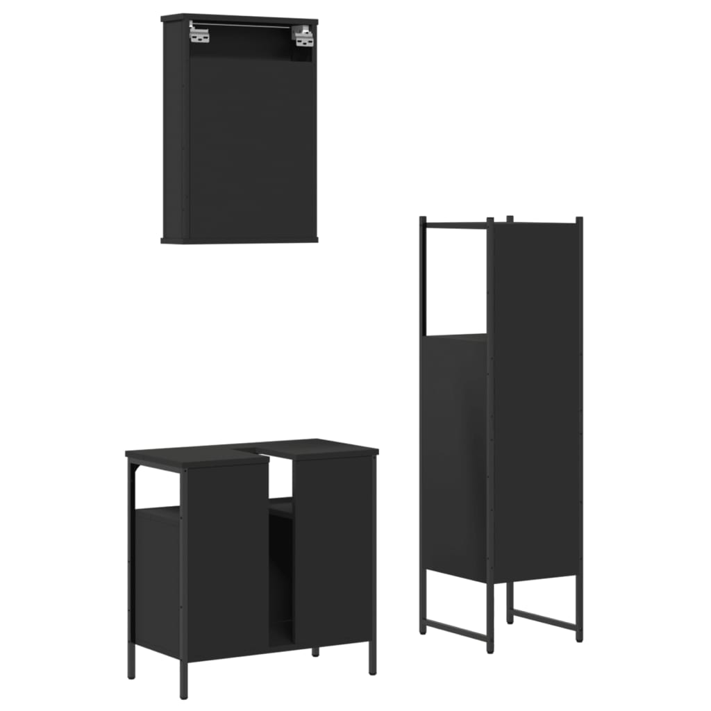 3 Piece Bathroom Furniture Set Engineered Wood