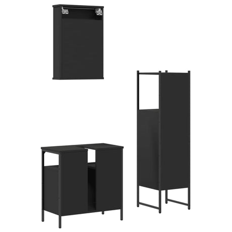 3 Piece Bathroom Furniture Set Engineered Wood