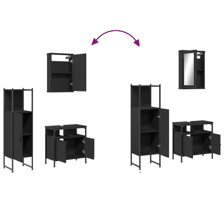 3 Piece Bathroom Furniture Set Engineered Wood