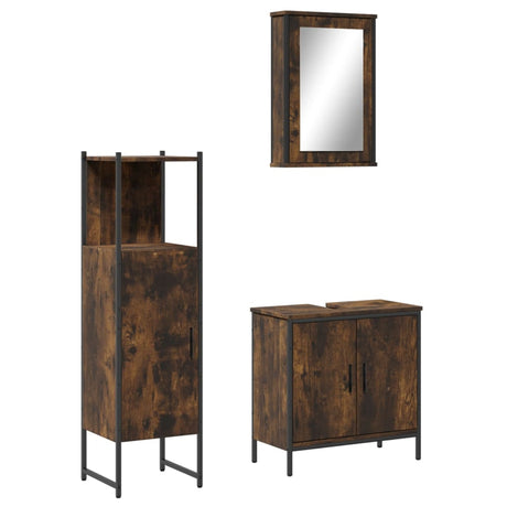 3 Piece Bathroom Furniture Set Engineered Wood