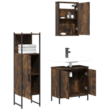 3 Piece Bathroom Furniture Set Engineered Wood