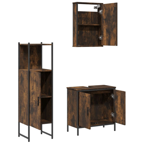 3 Piece Bathroom Furniture Set Engineered Wood