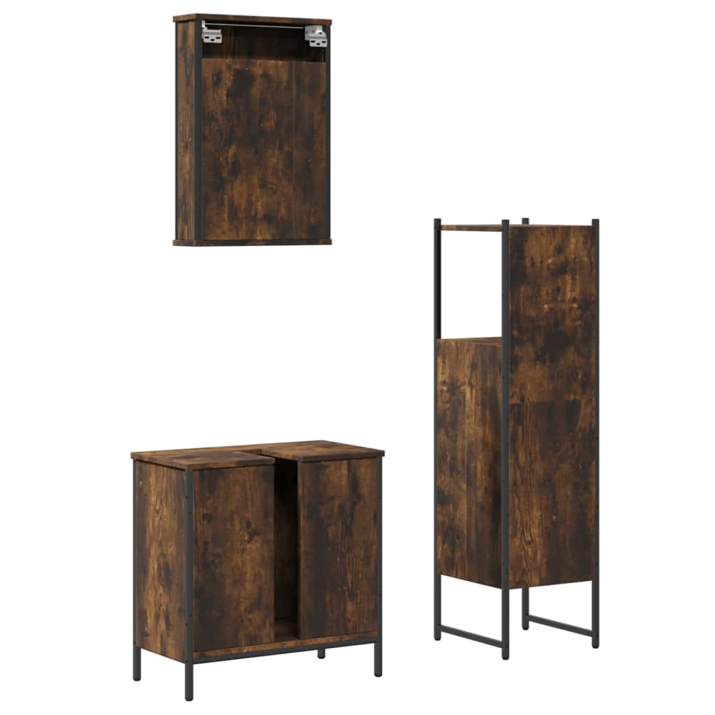 3 Piece Bathroom Furniture Set Engineered Wood