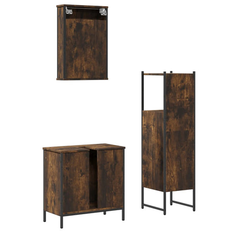 3 Piece Bathroom Furniture Set Engineered Wood