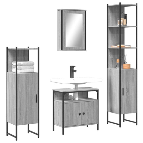 4 Piece Bathroom Furniture Set Engineered Wood