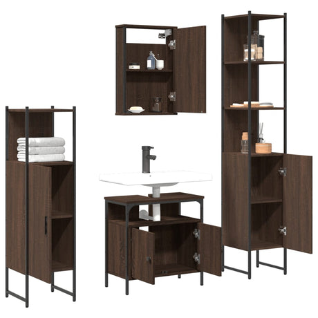 4 Piece Bathroom Furniture Set Engineered Wood