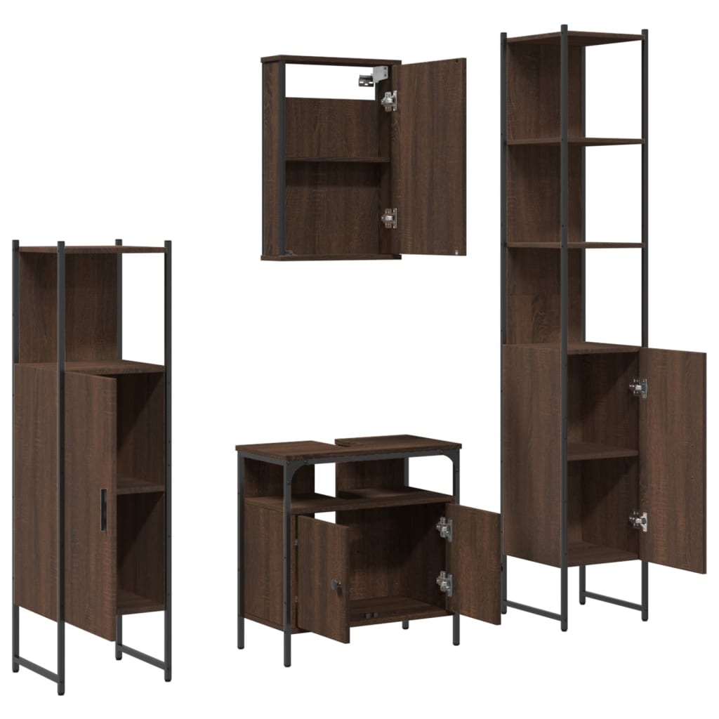 4 Piece Bathroom Furniture Set Engineered Wood
