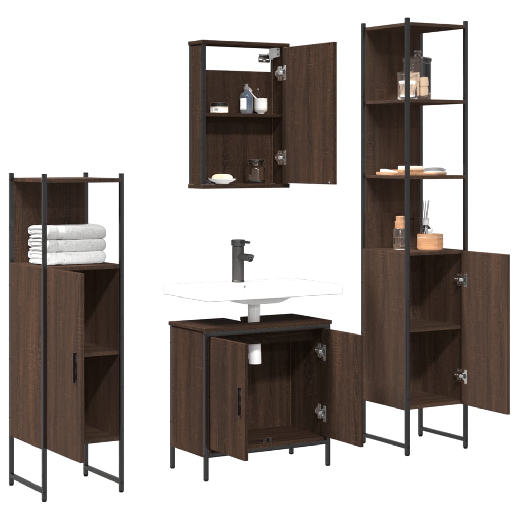 4 Piece Bathroom Furniture Set Engineered Wood