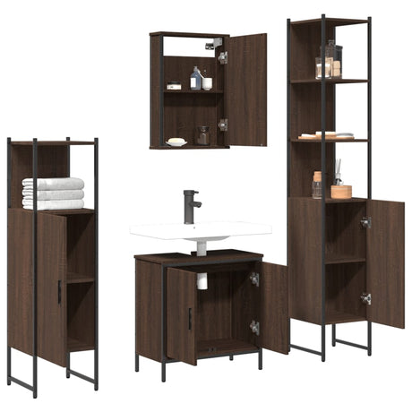 4 Piece Bathroom Furniture Set Engineered Wood