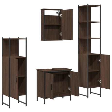 4 Piece Bathroom Furniture Set Engineered Wood