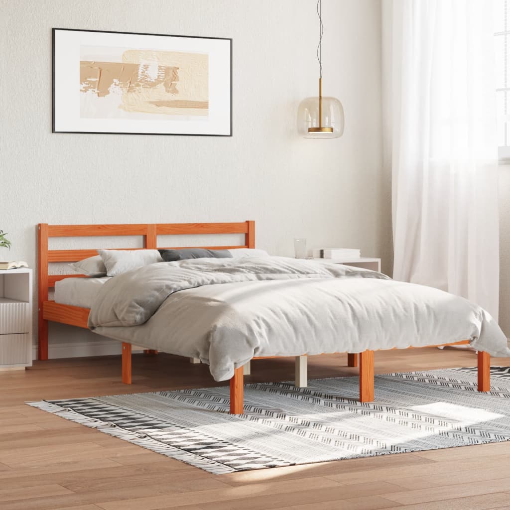 Bed Frame Without Mattress Solid Wood Pine 200X200Cm