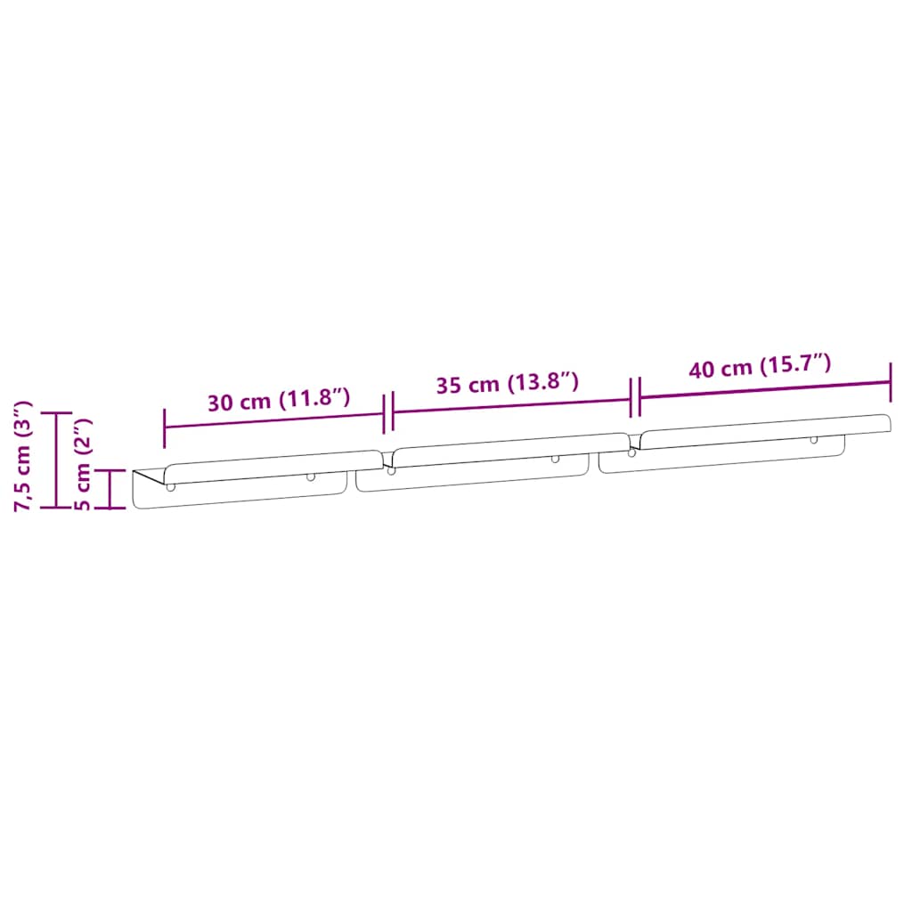 Wall Shelves 3 Pcs Stainless Steel