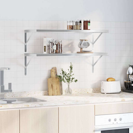Wall Shelves 2 Pcs Stainless Steel