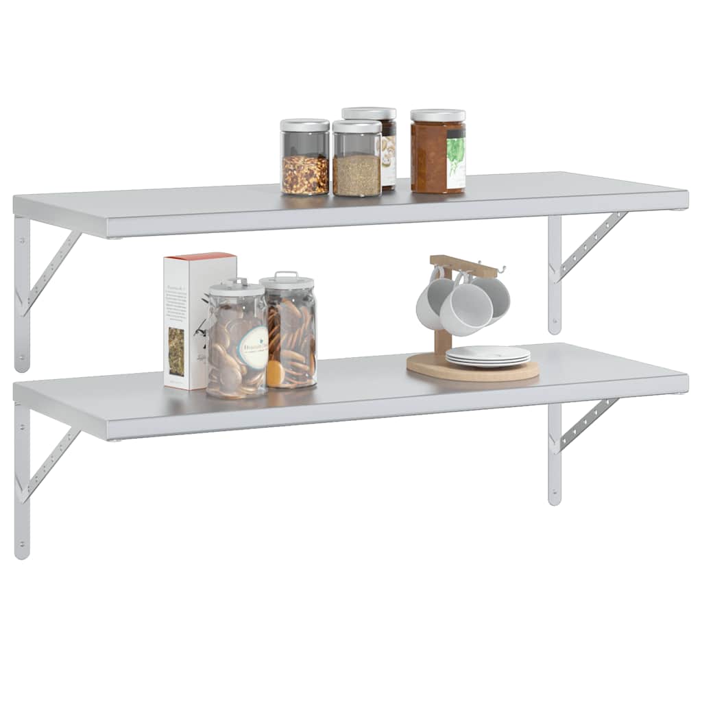 Wall Shelves 2 Pcs Stainless Steel