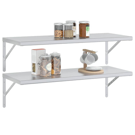Wall Shelves 2 Pcs Stainless Steel