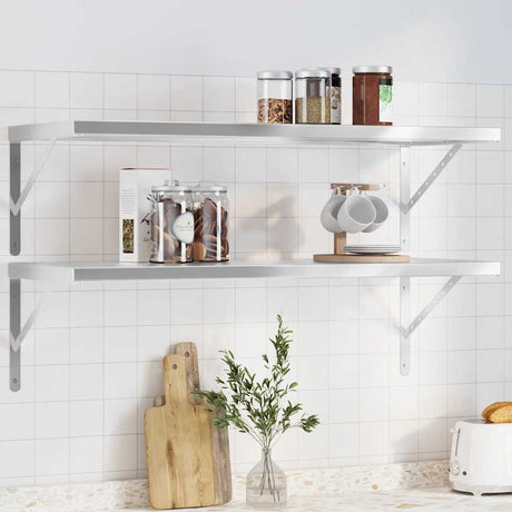 Wall Shelves 2 Pcs Stainless Steel