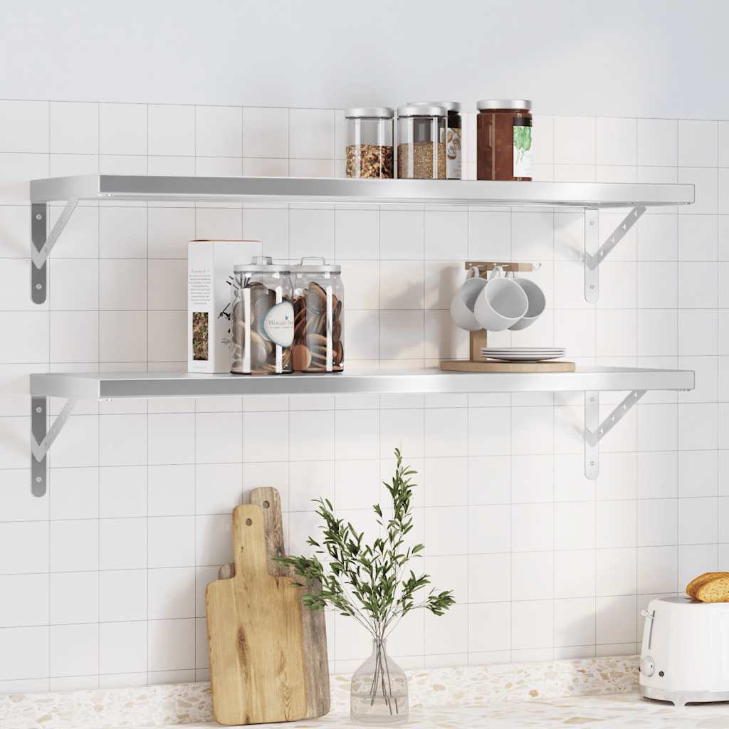 Wall Shelves 2 Pcs Stainless Steel