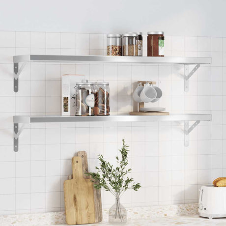 Wall Shelves 2 Pcs Stainless Steel