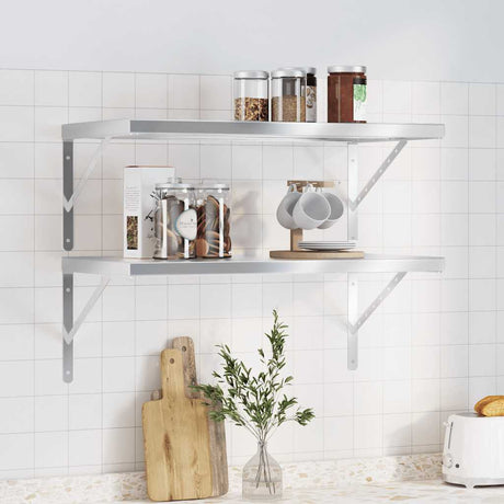 Wall Shelves 2 Pcs Stainless Steel
