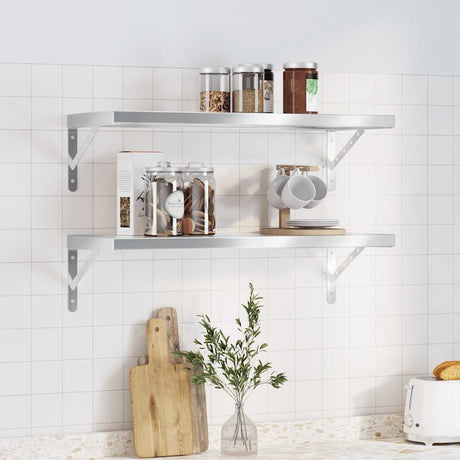 Wall Shelves 2 Pcs Stainless Steel