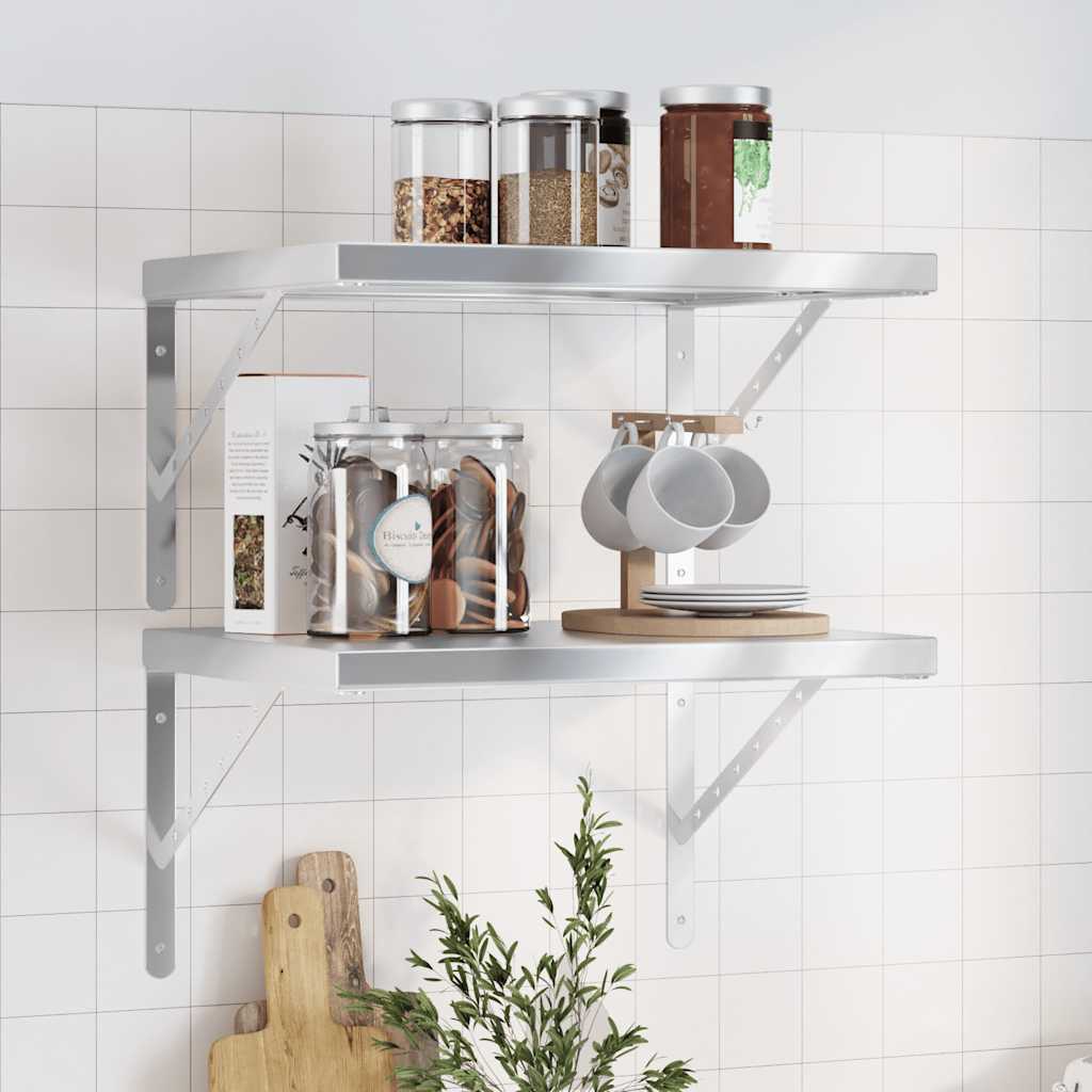 Wall Shelves 2 Pcs Stainless Steel