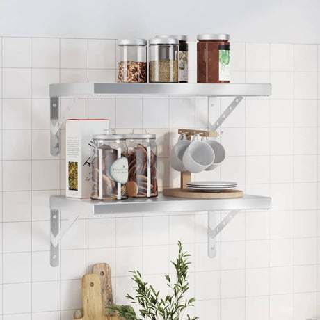 Wall Shelves 2 Pcs Stainless Steel