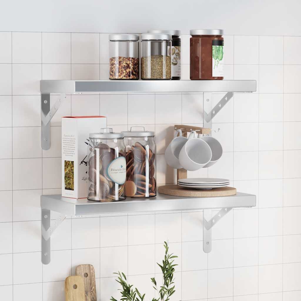 Wall Shelves 2 Pcs Stainless Steel