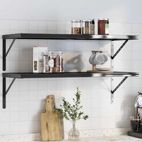 Wall Shelves 2 Pcs Stainless Steel