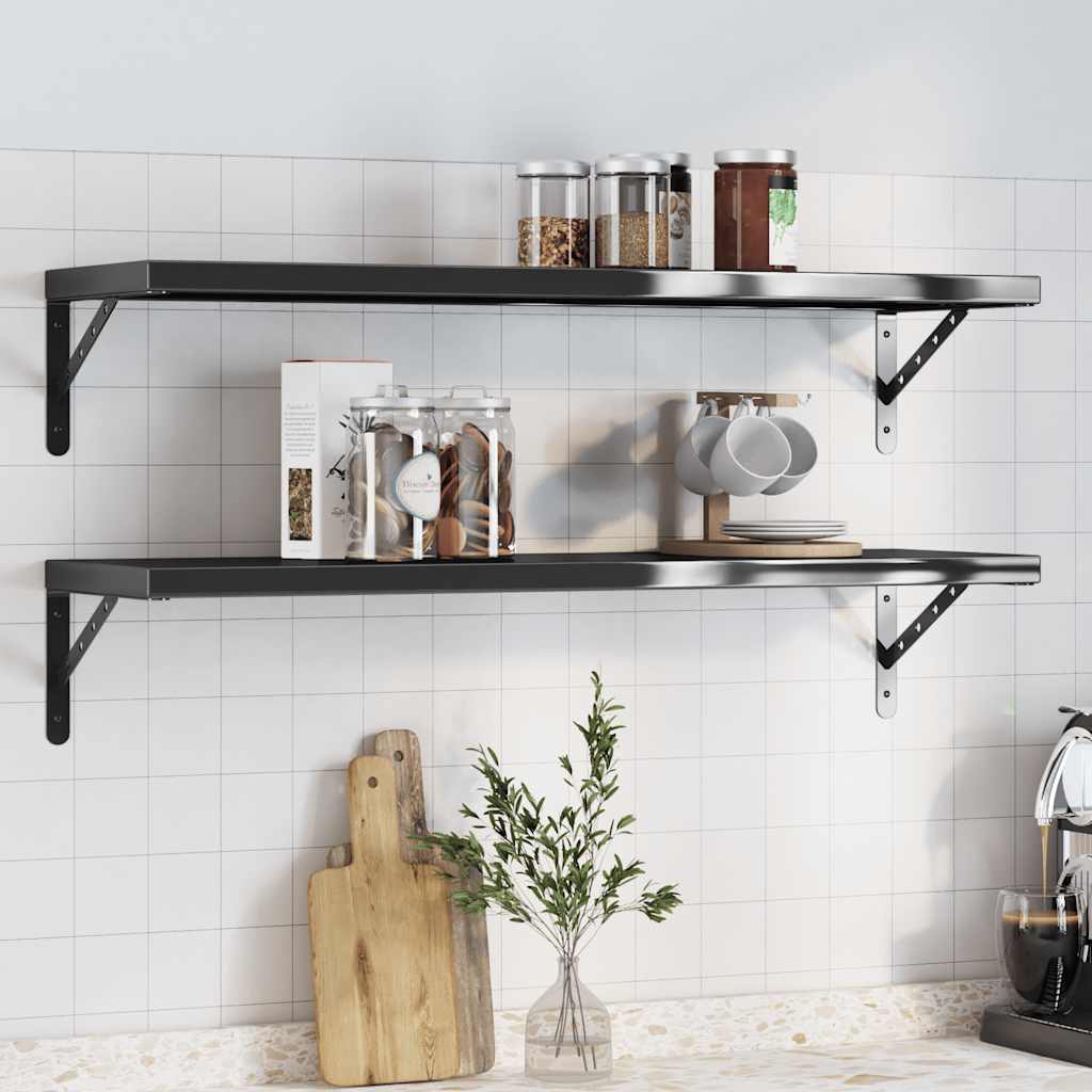 Wall Shelves 2 Pcs Stainless Steel